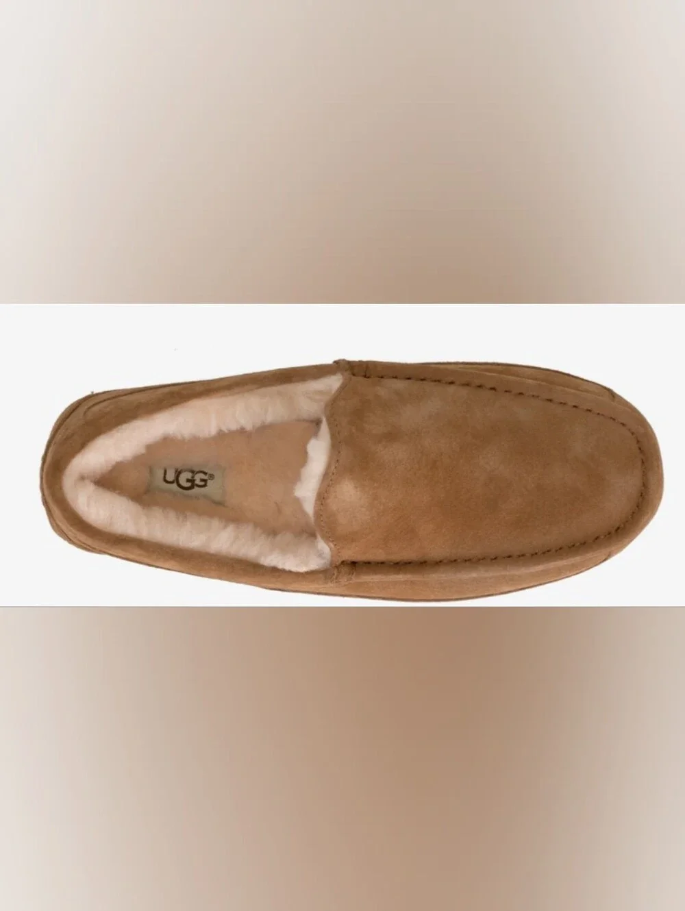UGG Men's Ascot Moccasin Suede Chestnut Slippers Size 10 New MSRP $119.98